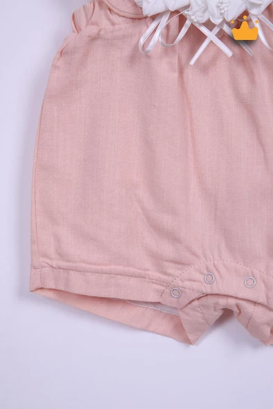 Babyhola Kız Bebek Somon Salopet Gömlek 2'li Takım 12711 - 5