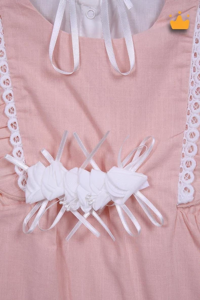 Babyhola Kız Bebek Somon Salopet Gömlek 2'li Takım 12711 - 4