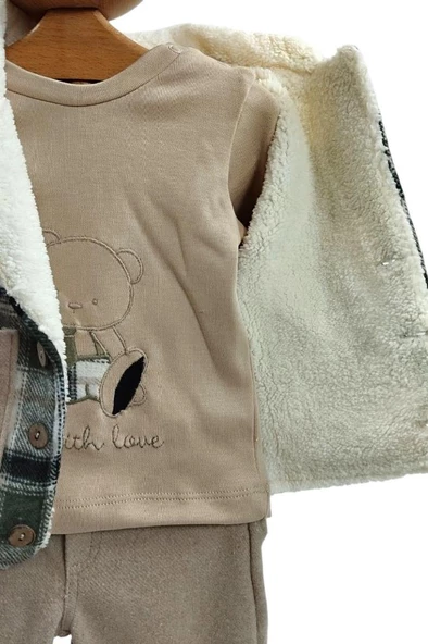 Erkek Bebek Takım Ekose Ceket Sweat Pantolon Yeşil - 2
