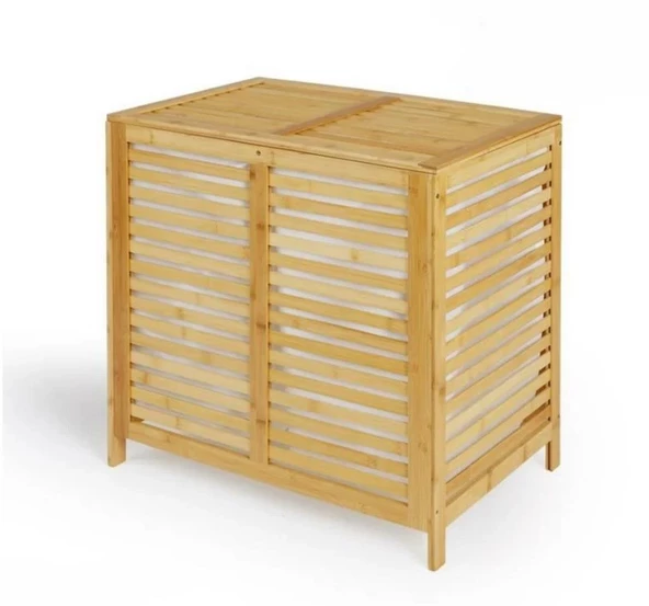 Bambu Çamaşır Sepeti 2 Bölmeli 1. Sınıf Kirli Çamaşır Sepeti - Resim 3