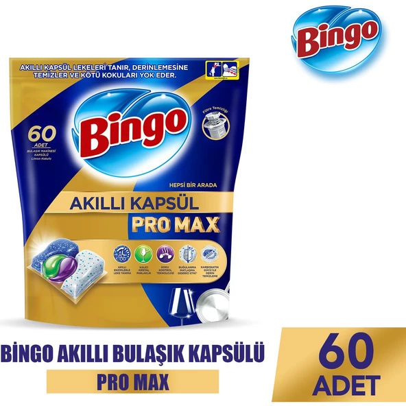 Bingo Akıllı Kapsül Pro Max Bulaşık Makinesi Deterjanı Tableti 60'lı (POR MAX)