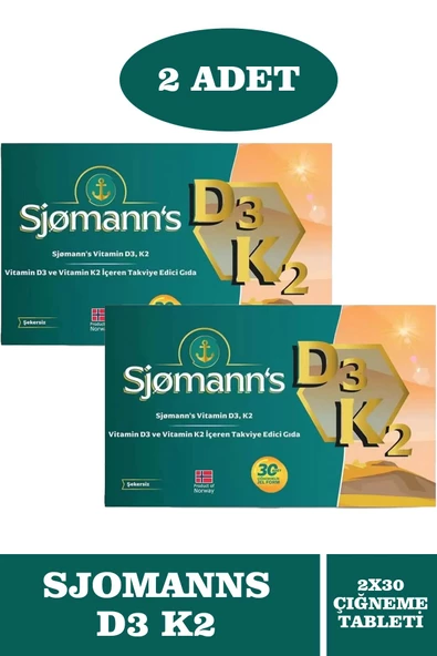 Sjomann's D3k2 Çiğnenebilir Jel 30 Tablet 2 Adet ürün görseli 1