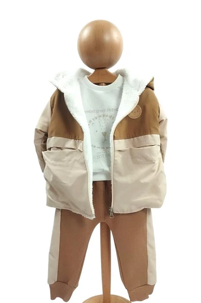 Erkek Bebek Takım 3'lü Mont Sweat Eşofman - 2