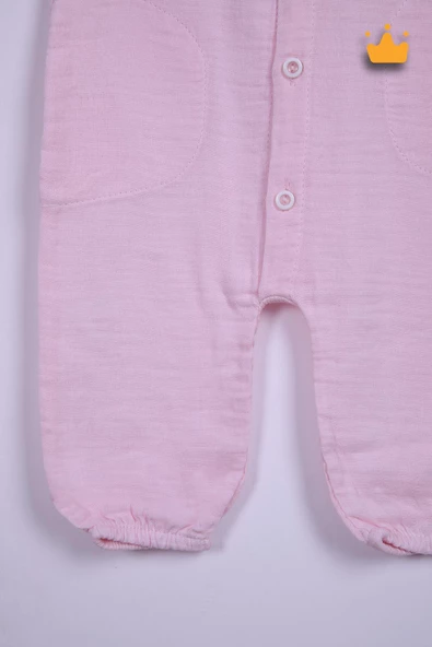 Babyhola %100 Pamuk Kız Bebek Müslin Geniş Askılı Tulum 12759 - 4