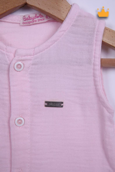 Babyhola %100 Pamuk Kız Bebek Müslin Geniş Askılı Tulum 12759 - 3