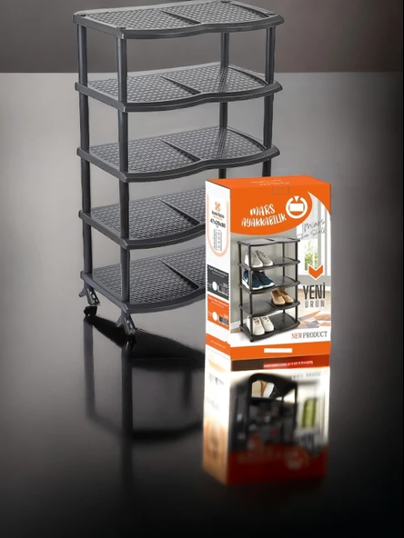 Girist Mars 5 Katlı Ayakkabılık Siyah - 2