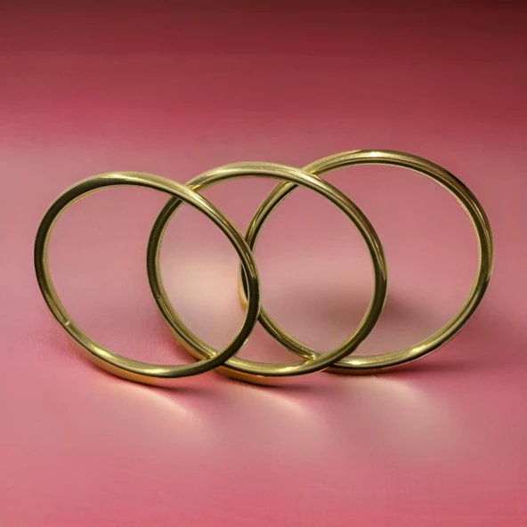3'lü Zarif Oval Parlak Yüzey Model Özel Günler Gold Renk Antialerjik 316L Çelik Kadın Bileklik ürün görseli 1