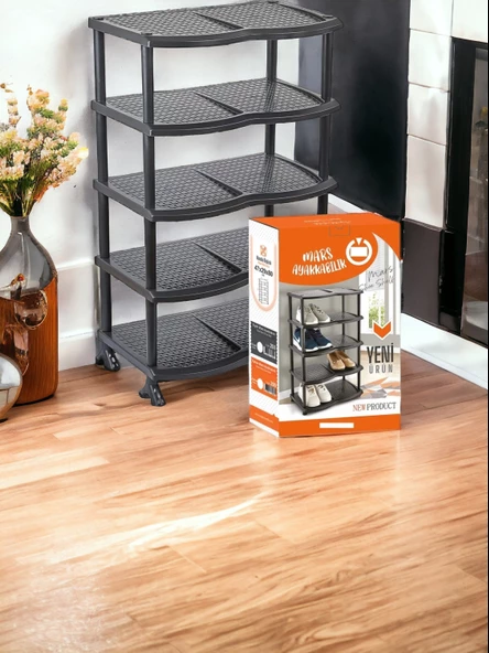 Girist Mars 5 Katlı Ayakkabılık Siyah