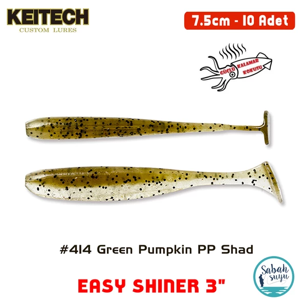 Keitech Easy Shiner 7.5cm (3") #414 Green Pumpkin PP Shad Kokulu Silikon Balık ürün görseli