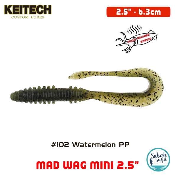 Keitech Mad Wag Mini 6.3cm (2.5") #102 Watermelon PP. Kokulu Silikon Kurt