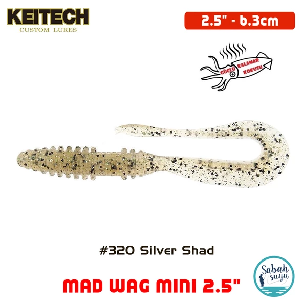 Keitech Mad Wag Mini 6.3cm (2.5") #320 Silver Shad Kokulu Silikon Kurt