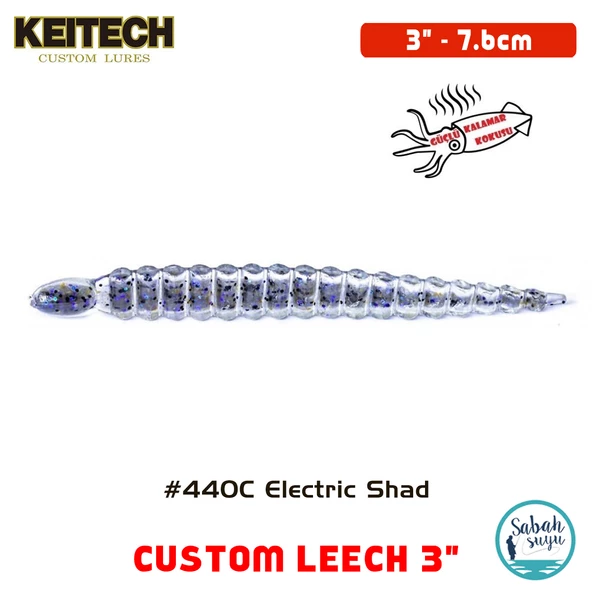 Keitech Custom Leech 7.6cm (3") #440C Electric Shad