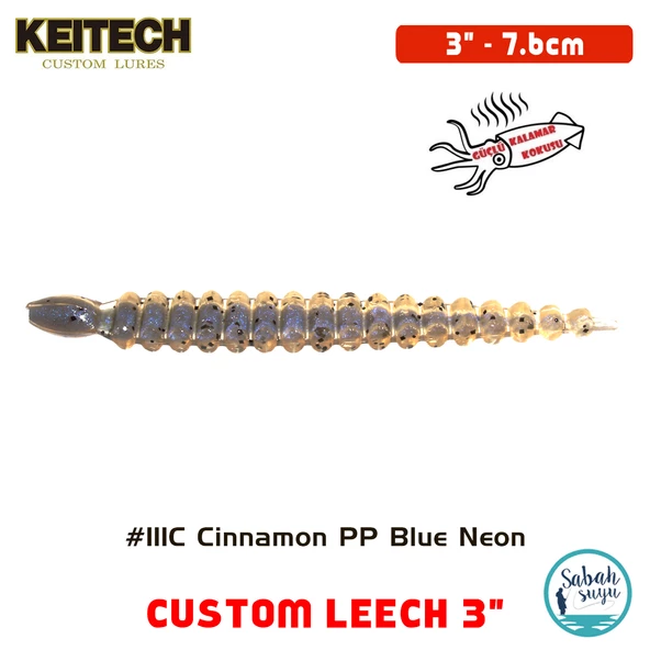 Keitech Custom Leech 7.6cm (3") #111C Cinnamon PP Blue Neon