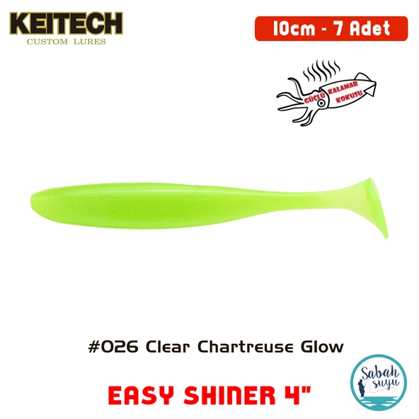 Keitech Easy Shiner 10cm (4") #026 Clear Chartreuse Glow Kokulu Silikon Balık ürün görseli