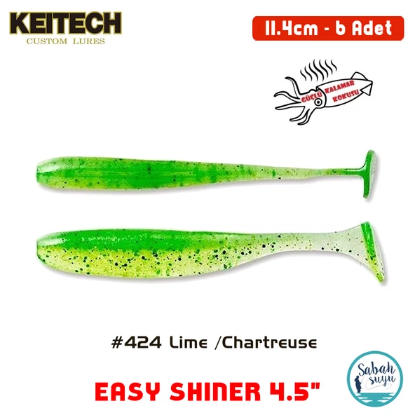 Keitech Easy Shiner 11.4cm (4.5") #424 Lime Chartreuse Kokulu Silikon Balık ürün görseli