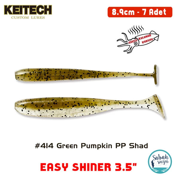 Keitech Easy Shiner 8.9cm (3.5") #414 Green Pumpkin PP Shad Kokulu Silikon Balık