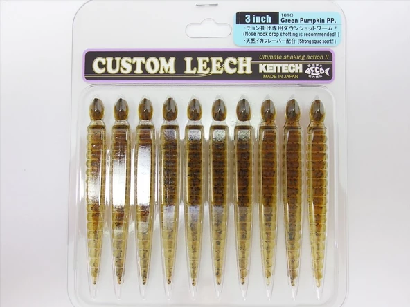 Keitech Custom Leech 7.6cm (3") #101C Green Pumpkin PP - 2