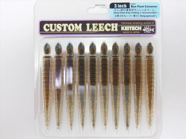 Keitech Custom Leech 7.6cm (3") #434C Blue Flash Cinnamon - Resim 2