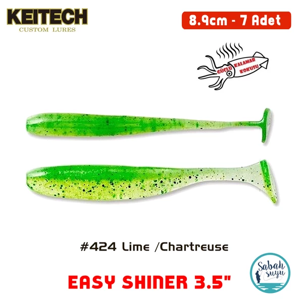 Keitech Easy Shiner 8.9cm (3.5") #424 Lime /Chartreuse Kokulu Silikon Balık