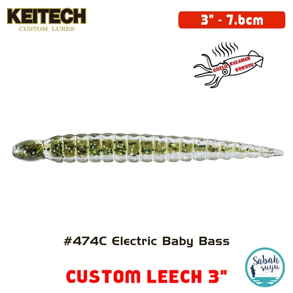 Keitech Custom Leech 7.6cm (3") #474C Electric Baby Bass