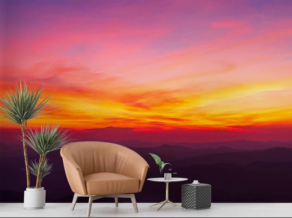Günbatımı Manzaralı Duvar Kağıdı Baskı - Resim 6