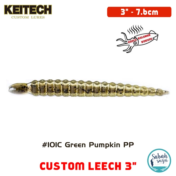 Keitech Custom Leech 7.6cm (3") #101C Green Pumpkin PP - 1