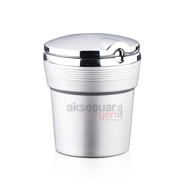 Gümüş Renk Araç İçi Küllük Kapaklı ve Işıklı - 2