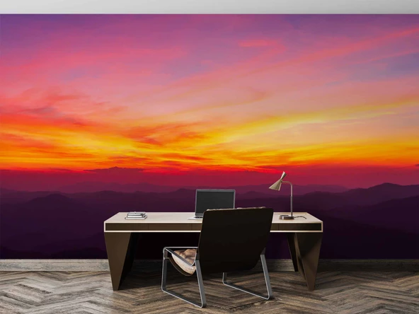 Günbatımı Manzaralı Duvar Kağıdı Baskı - Resim 4