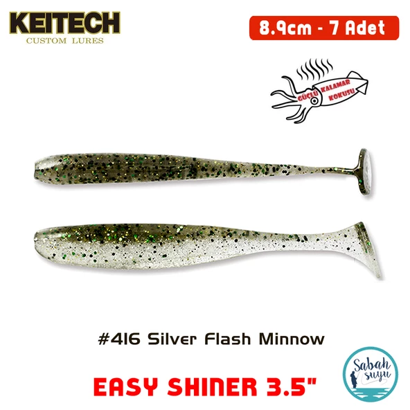 Keitech Easy Shiner 8.9cm (3.5") #416 Silver Flash Minnow Kokulu Silikon Balık - 1