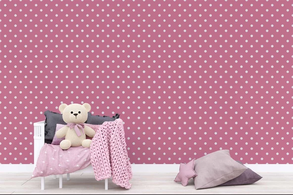 Pembe Noktalı Duvar Kağıdı Baskı - Resim 5