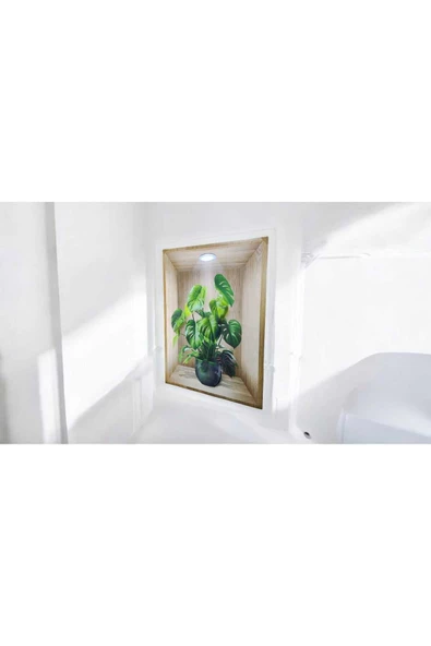 3D YAPIŞKANLI DUVAR STİCKER 30X40 CM SAKSI ÇİÇEK - 3
