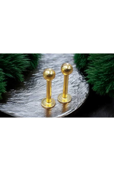 2'Lİ GOLD RENK 1,2 CM TOP BAŞLI PİERCİNG
