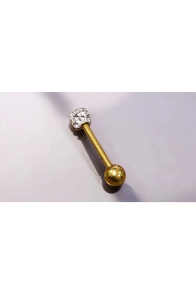 TAŞLI TOP BAŞLI DİK MODEL 1,2 CM GÜMÜŞ VE GOLD RENK PİERCİNG - 3