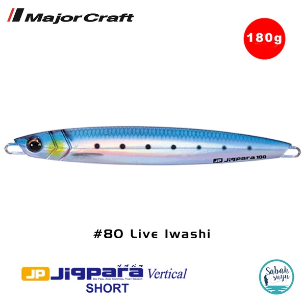 Major Craft Jigpara Vertical Short JPV-180gr 155mm #80 Live Iwashi