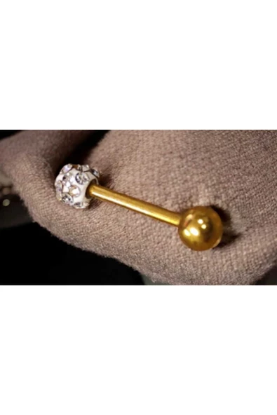 TAŞLI TOP BAŞLI DİK MODEL 1,2 CM GÜMÜŞ VE GOLD RENK PİERCİNG