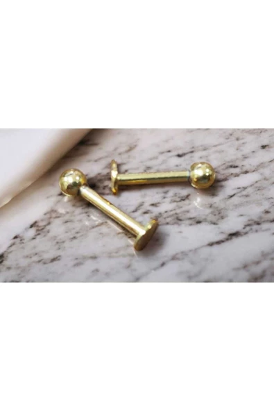 2'Lİ GOLD RENK 1,2 CM TOP BAŞLI PİERCİNG - 2
