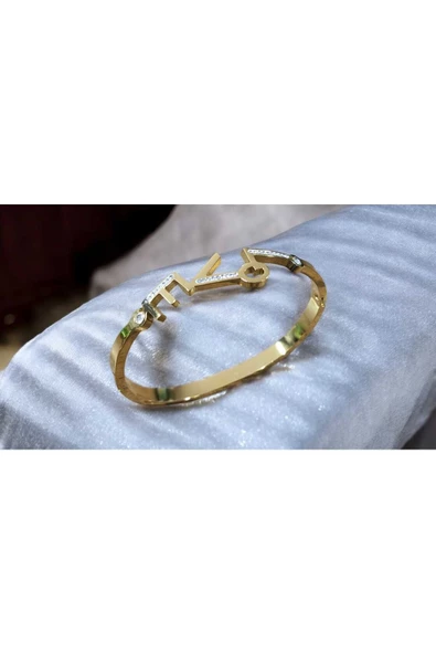 EVO MODEL TAŞLI GOLD RENK 6,4 CM KADIN ÇELİK BİLEKLİK - 2