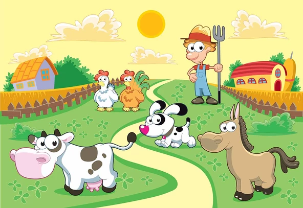 Hayvan Çiftliği Duvar Kağıdı Baskı - Resim 5