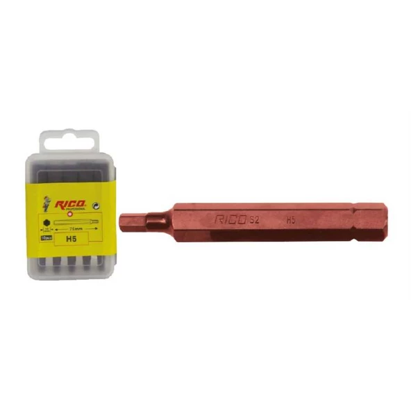 RİCO H8*75 10 MM ALLEN BİTS UÇ KAPLAMALI 005-KK1187 ürün görseli