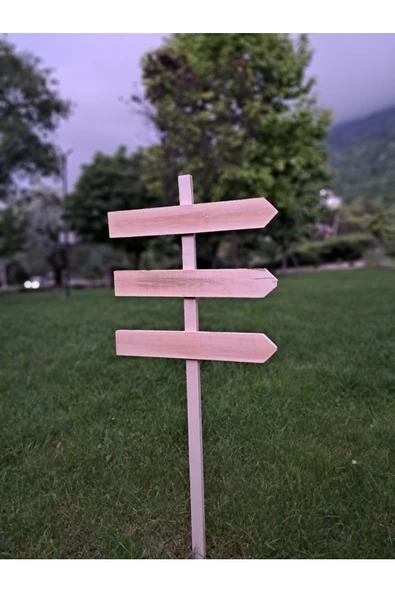 Ahşap Yön Tabelası, Bahçe Yön Levhası Ölçüler, 50cm genişlik, 125cm yükseklik - 3