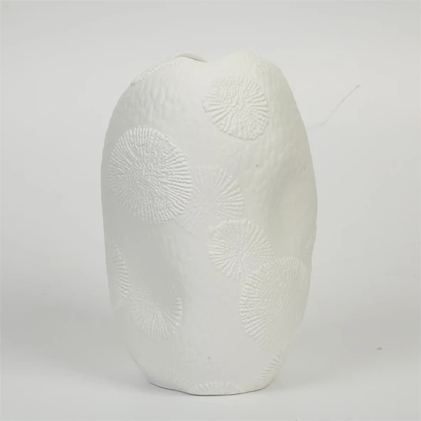 Vitale Beyaz Fosil Vazo 26*27*20 Cm AK.JM00019