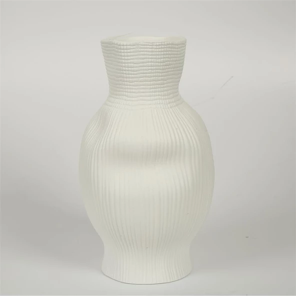 Vitale Beyaz Darbeli Vazo Uzun 17*17*30 Cm AK.JM00008