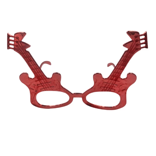 Parti Gözlük Plastik Camsız Gitar Şeklinde Kırmızı 14x6 cm - Resim 2