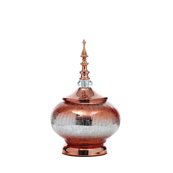 Vitale Sultan Bronz Kapaklı Vazo 21x21x30 cm AK.JE0051