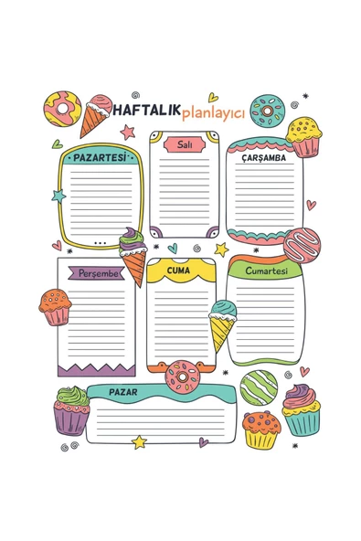 Renkli Haftalık Planlayıcı, Yazılıp Silinebilir Akıllı Kağıt, Sihirli Kağıt, Duvar Planlayıcı - Resim 2