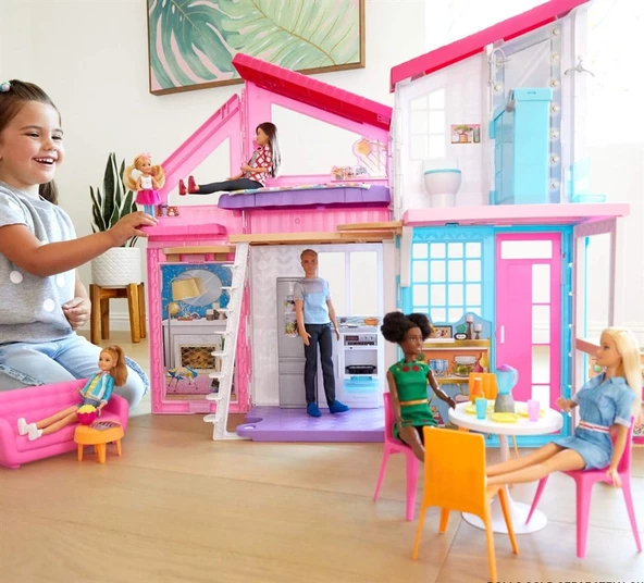 Barbie'nin Muhteşem Malibu Evi Pembe Kutu 6 Odalı FXG57