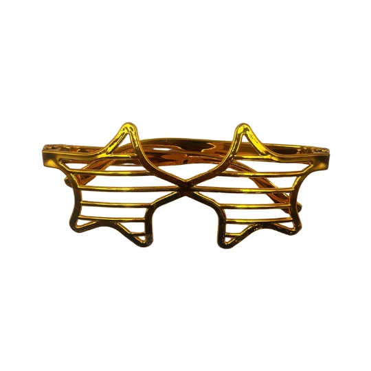 Parti Gözlük Plastik Camsız Panjur Yıldız Şekilli Gold 14x6 cm - 2