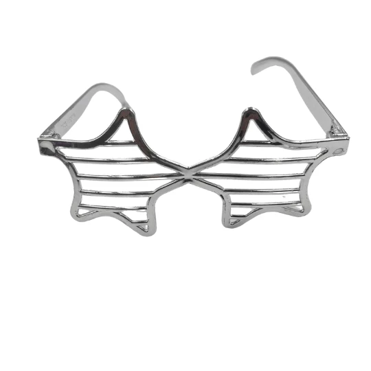 Parti Gözlük Plastik Camsız Panjur Yıldız Şekilli Gümüş 14x6 cm