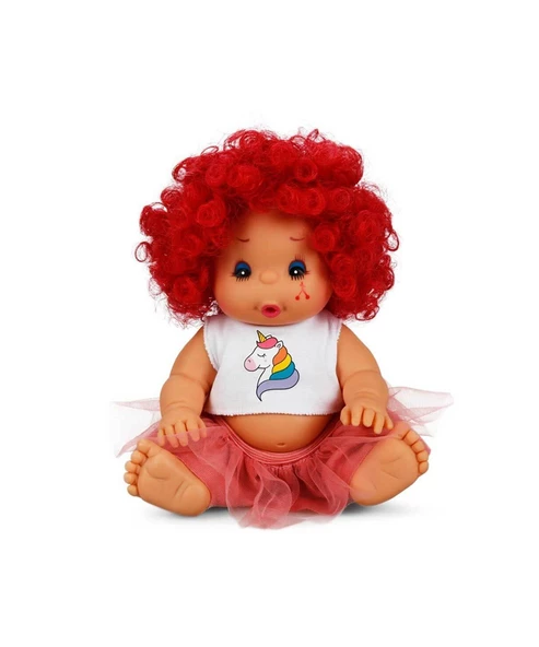 Afro Bebek Kıvırcık Saçlı 23 cm 23488 Kırmızı