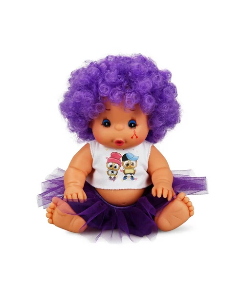 Afro Bebek Kıvırcık Saçlı 23 cm 23488 Mor